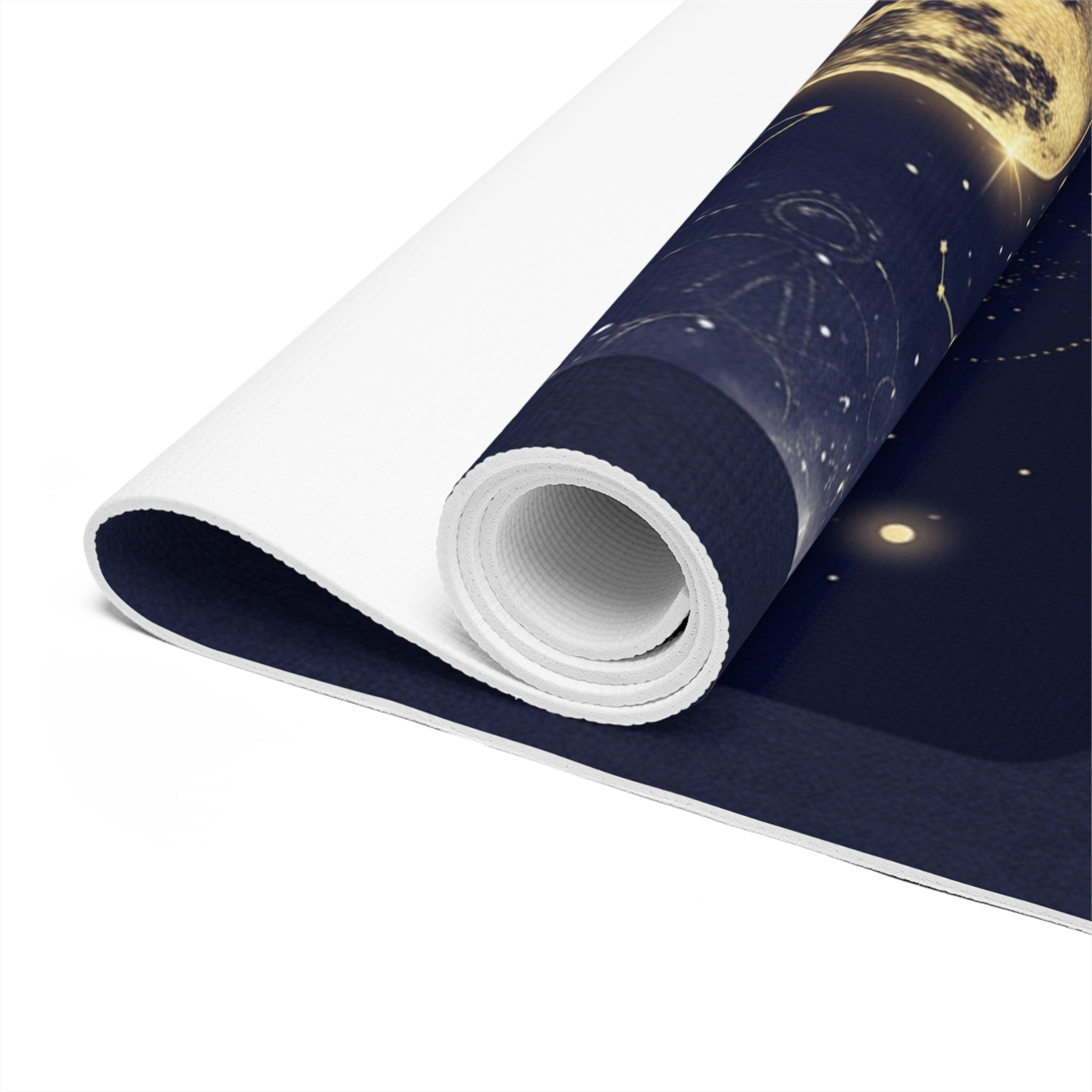 Moon Phases Yoga Mat | Celestial Gold Night Sky, Yoga Love Printify