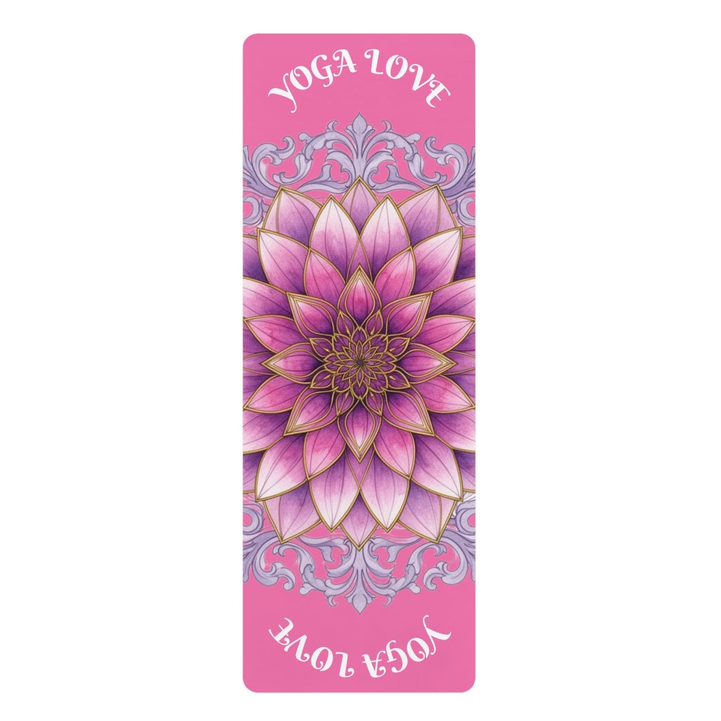 Pink Lotus "Yoga Love" Rubber Yoga Mat | Aesthetic Workout Mat for Women, Meditation Accessory, Home Fitness & Wellness Gift | - Best Yoga Mats for Home Workouts