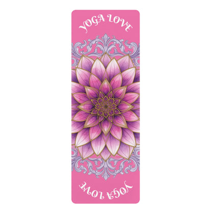 Pink Lotus "Yoga Love" Rubber Yoga Mat | Aesthetic Workout Mat for Women, Meditation Accessory, Home Fitness & Wellness Gift | - Best Yoga Mats for Home Workouts