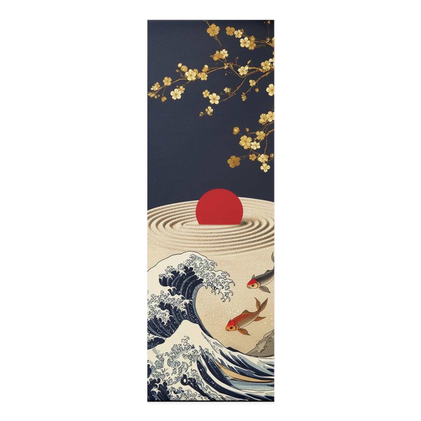 Koi Wave Sun Foam Yoga Mat | Japanese Cherry Blossom Zen Design - Best Yoga Mats for Home Workouts