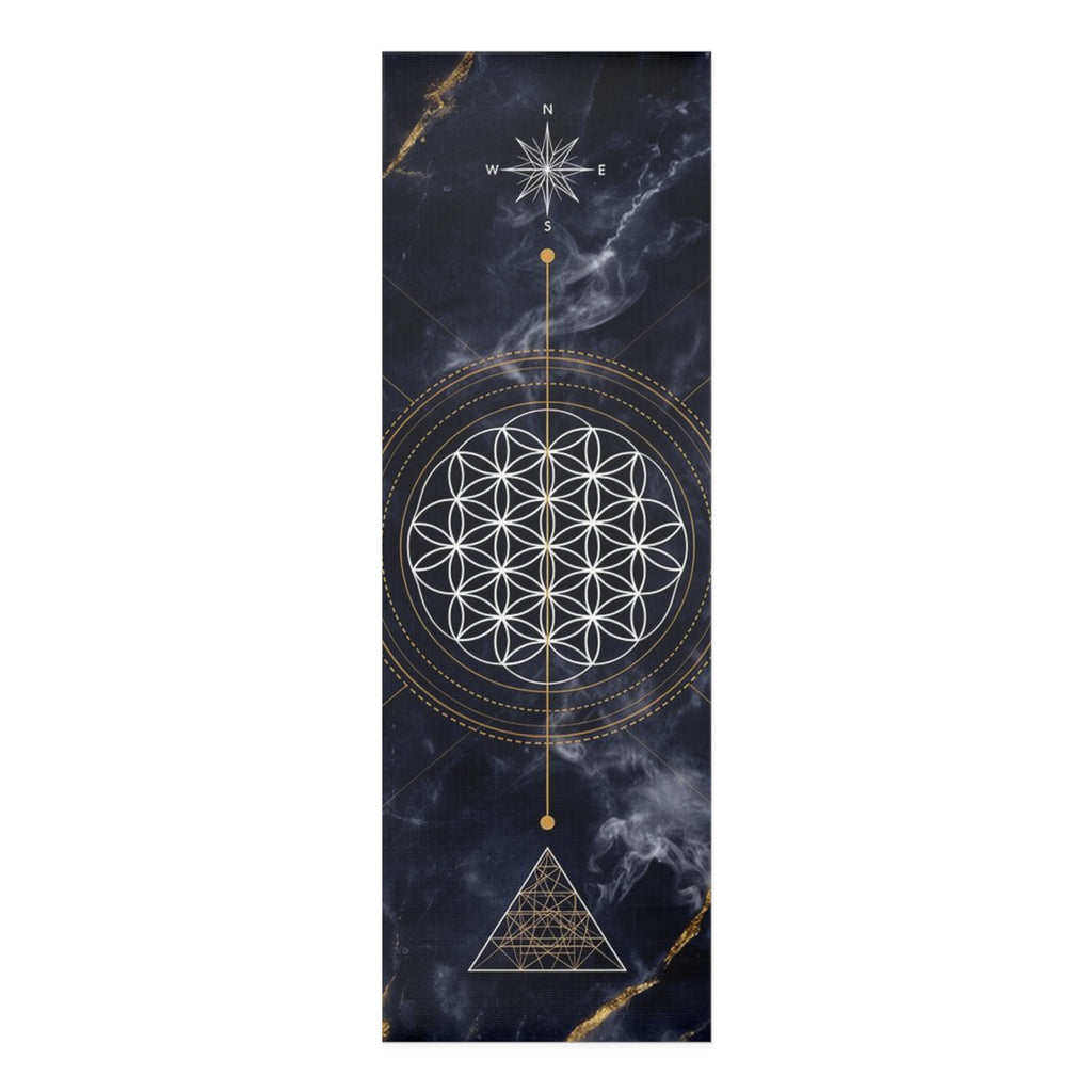 Sacred Geometry Flower of Life Foam Yoga Mat | Mystic Marble Design
