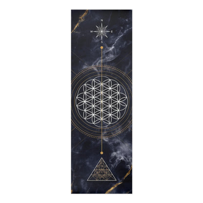 Sacred Geometry Flower of Life Foam Yoga Mat | Mystic Marble Design - Best Yoga Mats for Home Workouts