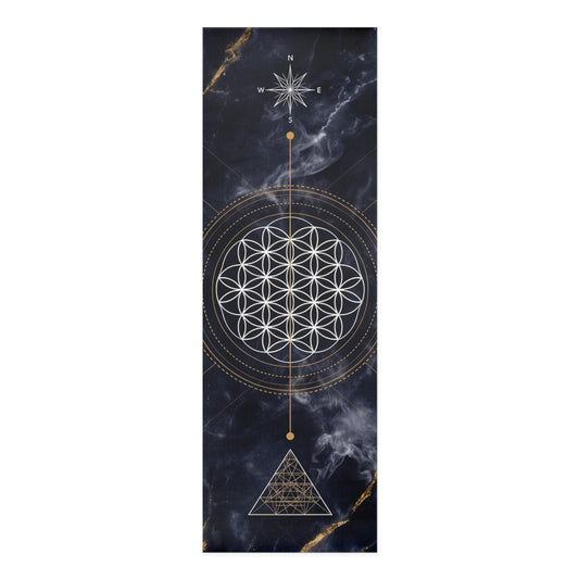 Sacred Geometry Flower of Life Foam Yoga Mat | Mystic Marble Design - Best Yoga Mats for Home Workouts
