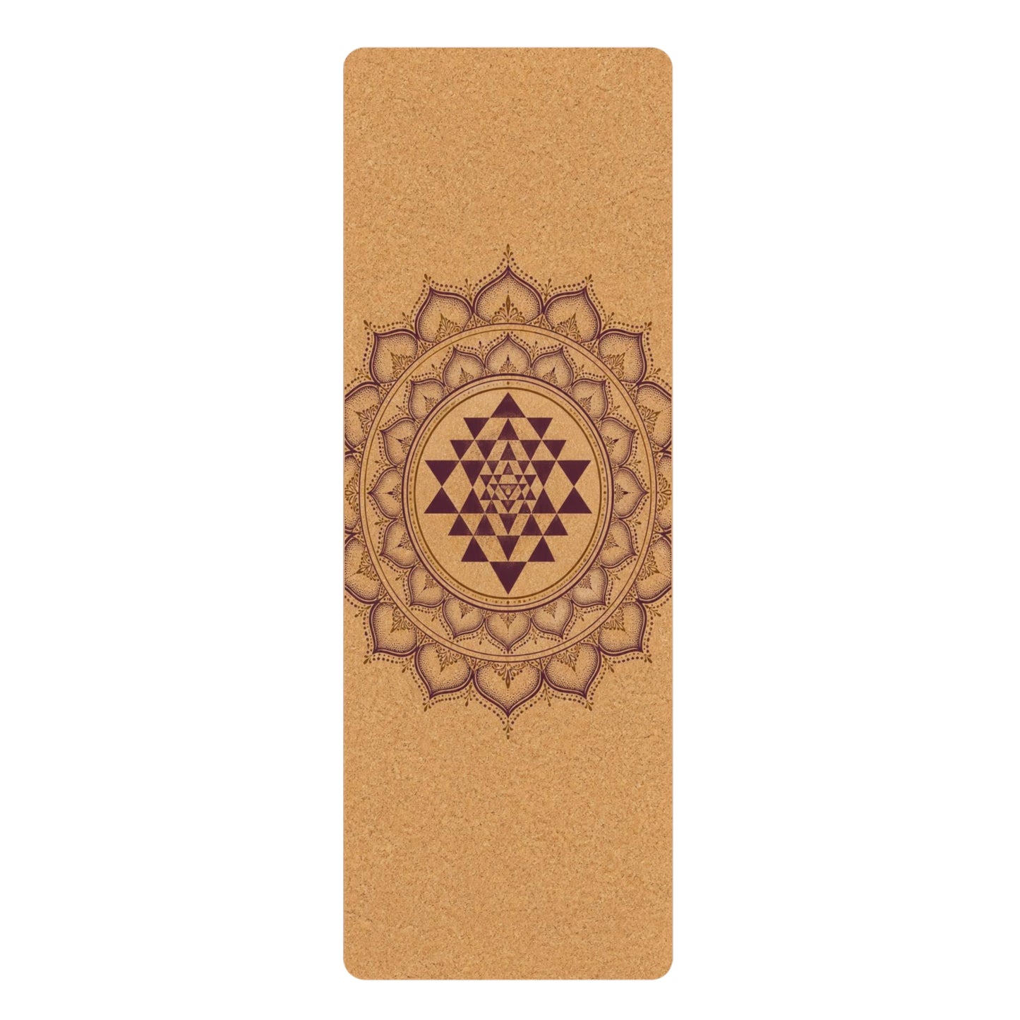 Sri Yantra Mandala Rubber Yoga Mat | Cork-Style Non-Slip Mat Printify