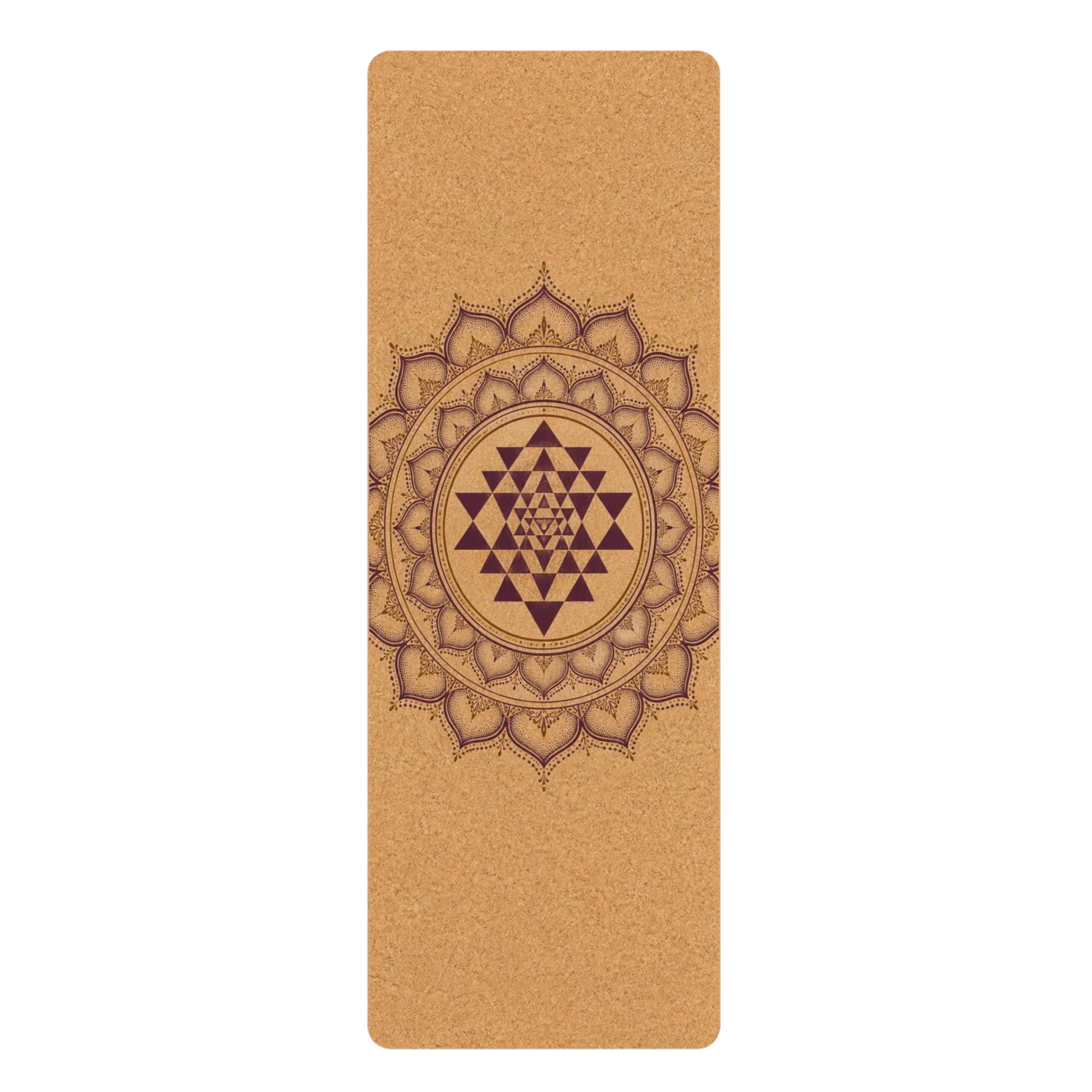 Sri Yantra Mandala Rubber Yoga Mat | Cork-Style Non-Slip Mat Printify
