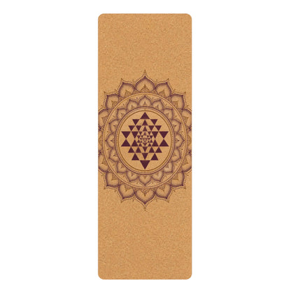 Sri Yantra Mandala Rubber Yoga Mat | Cork-Style Non-Slip Mat Printify