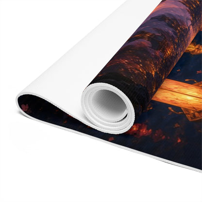 Floating Lanterns Skyline Foam Yoga Mat | Sunset Lantern Festival Scene - Best Yoga Mats for Home Workouts