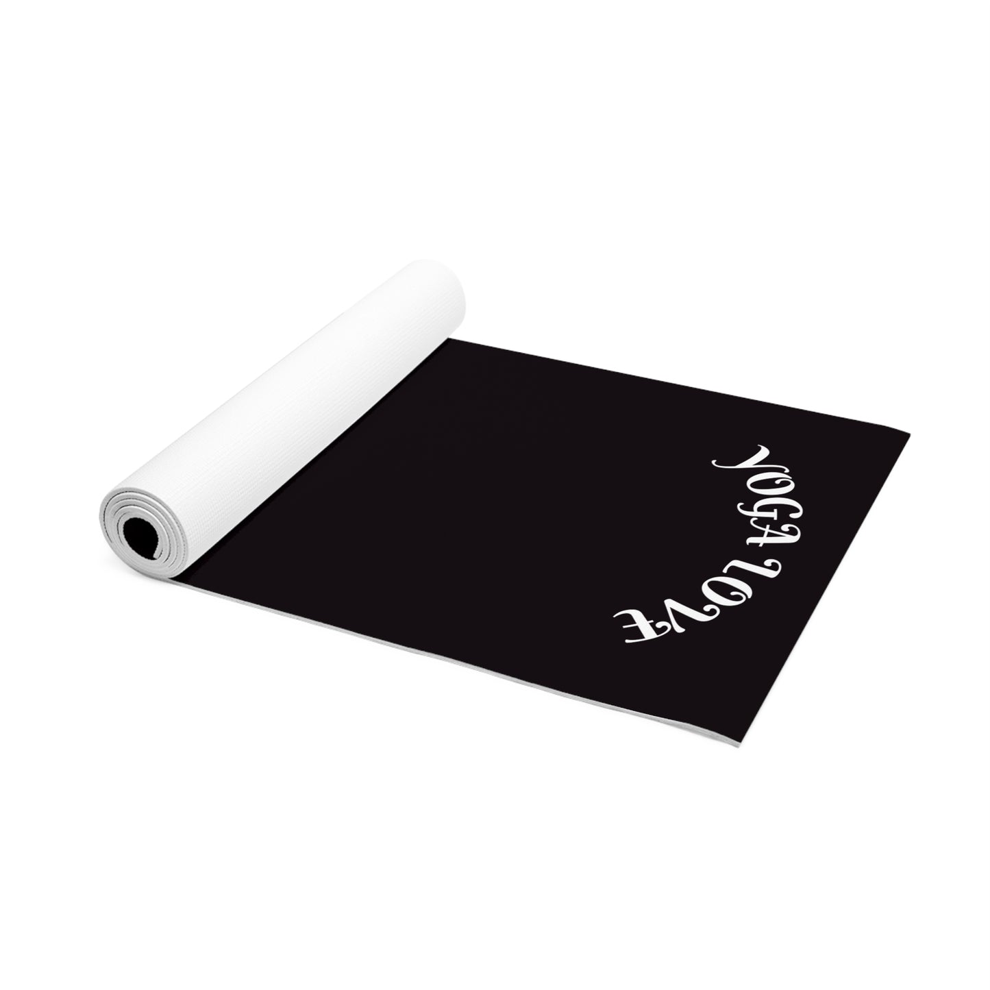 Yoga Love foam yoga mat | black mat with curved text - Best Yoga Mats for Home Workouts