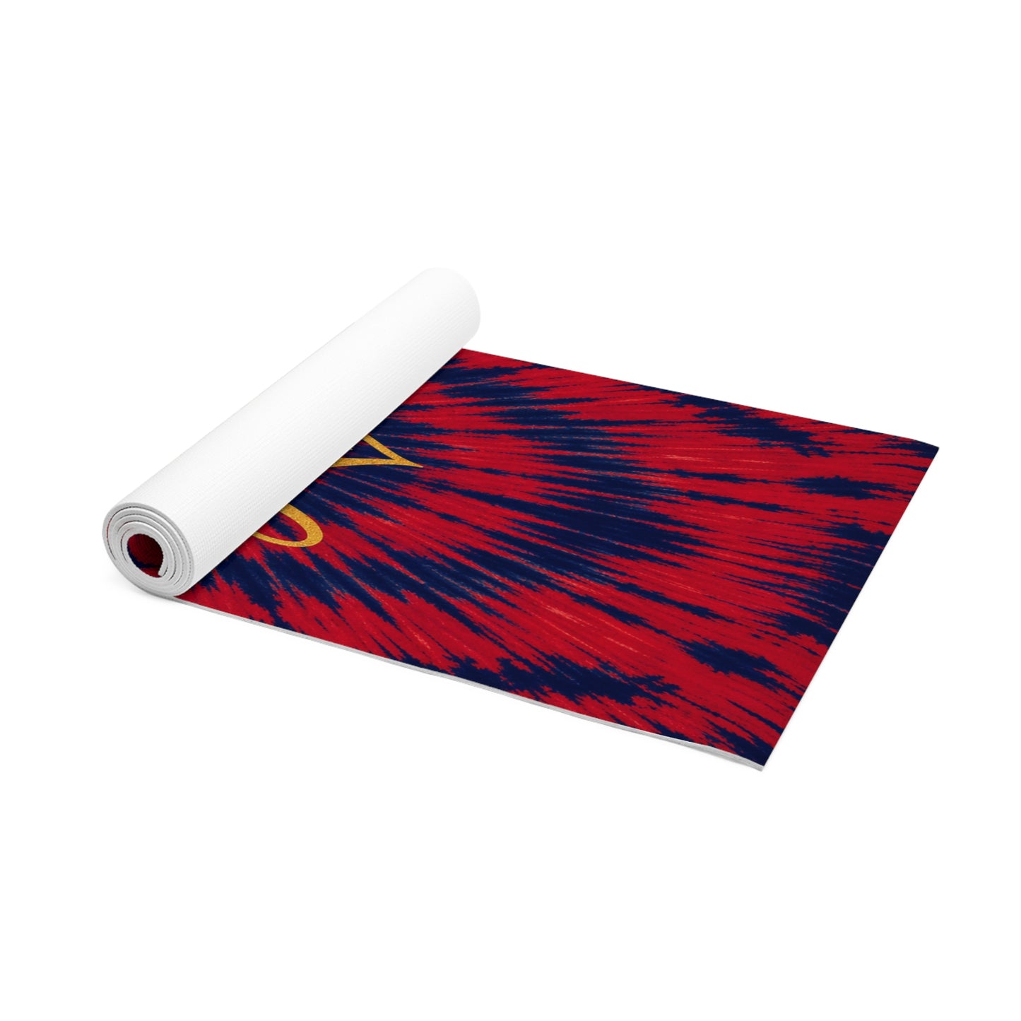 Yoga Love script heart Foam Yoga Mat | red navy tie-dye - Best Yoga Mats for Home Workouts