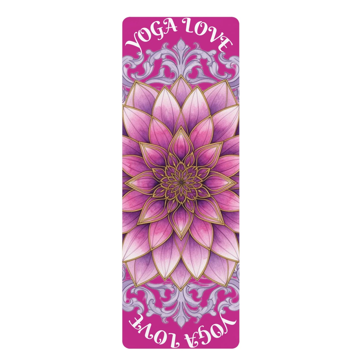 Pink Lotus Mandala Yoga Love Rubber Yoga Mat | Floral Chakra Meditation Mat - Best Yoga Mats for Home Workouts