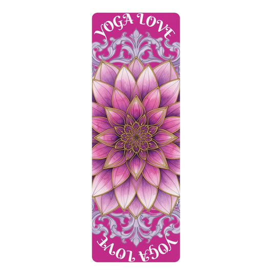 Pink Lotus Mandala Yoga Love Rubber Yoga Mat | Floral Chakra Meditation Mat - Best Yoga Mats for Home Workouts