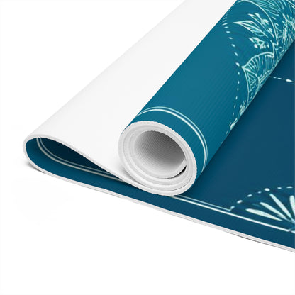 Teal Mandala Foam Yoga Mat | Meditation Spiral Alignment Printify