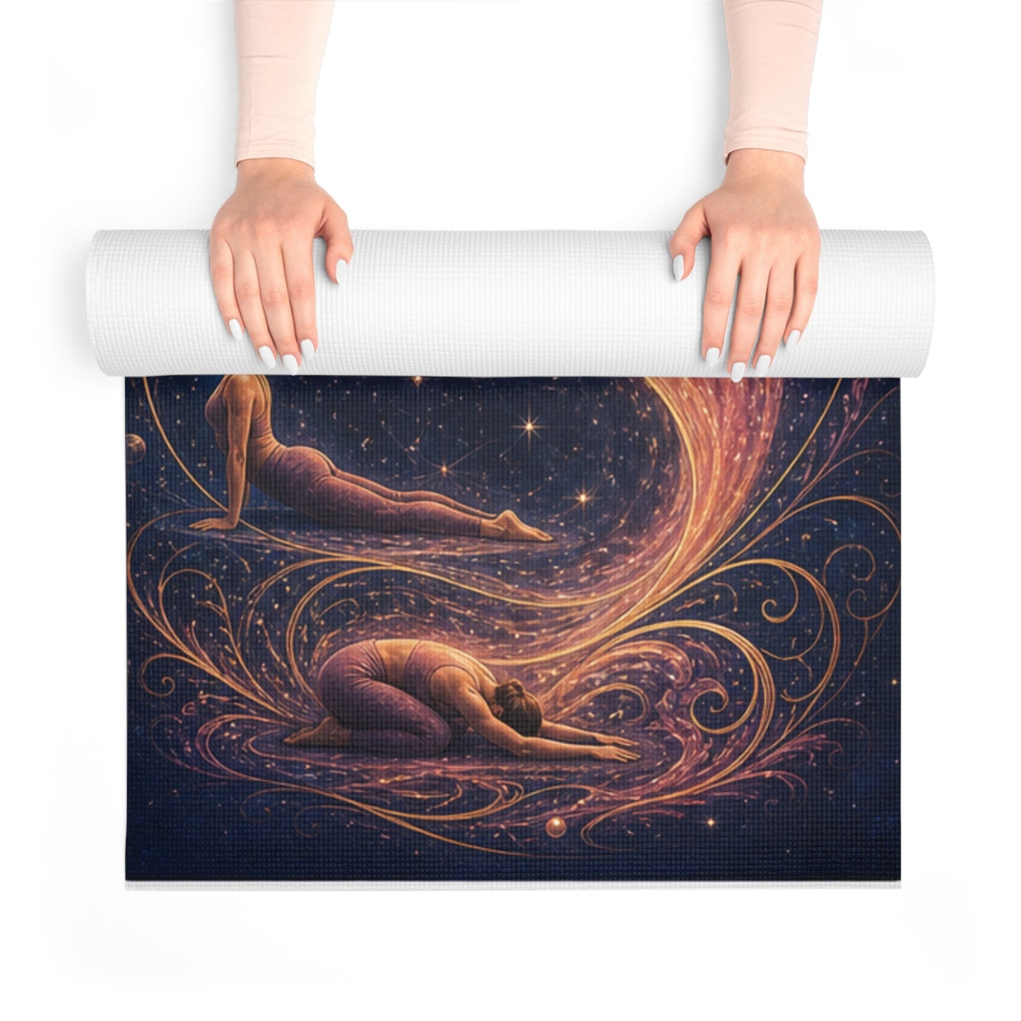 Golden Spiral Yoga Poses Foam Yoga Mat | Cosmic Galaxy Flow - Best Yoga Mats for Home Workouts