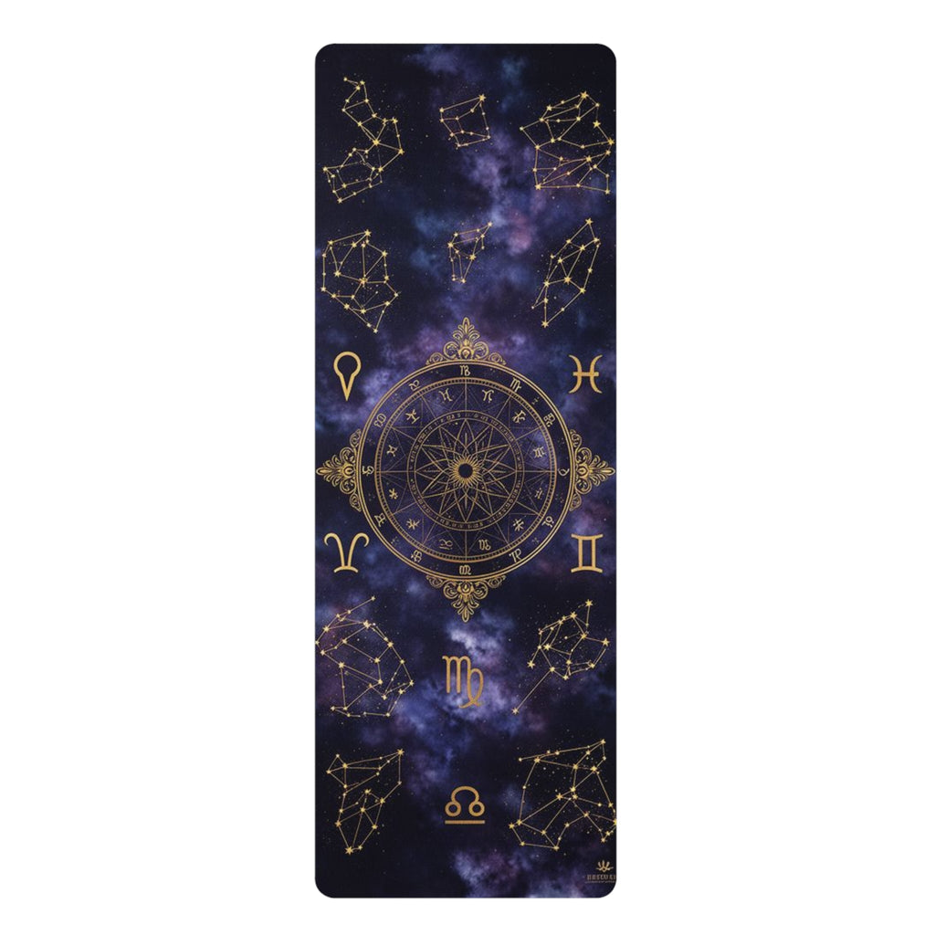 Zodiac Wheel Constellation Rubber Yoga Mat | Astrology Space Mandala Printify