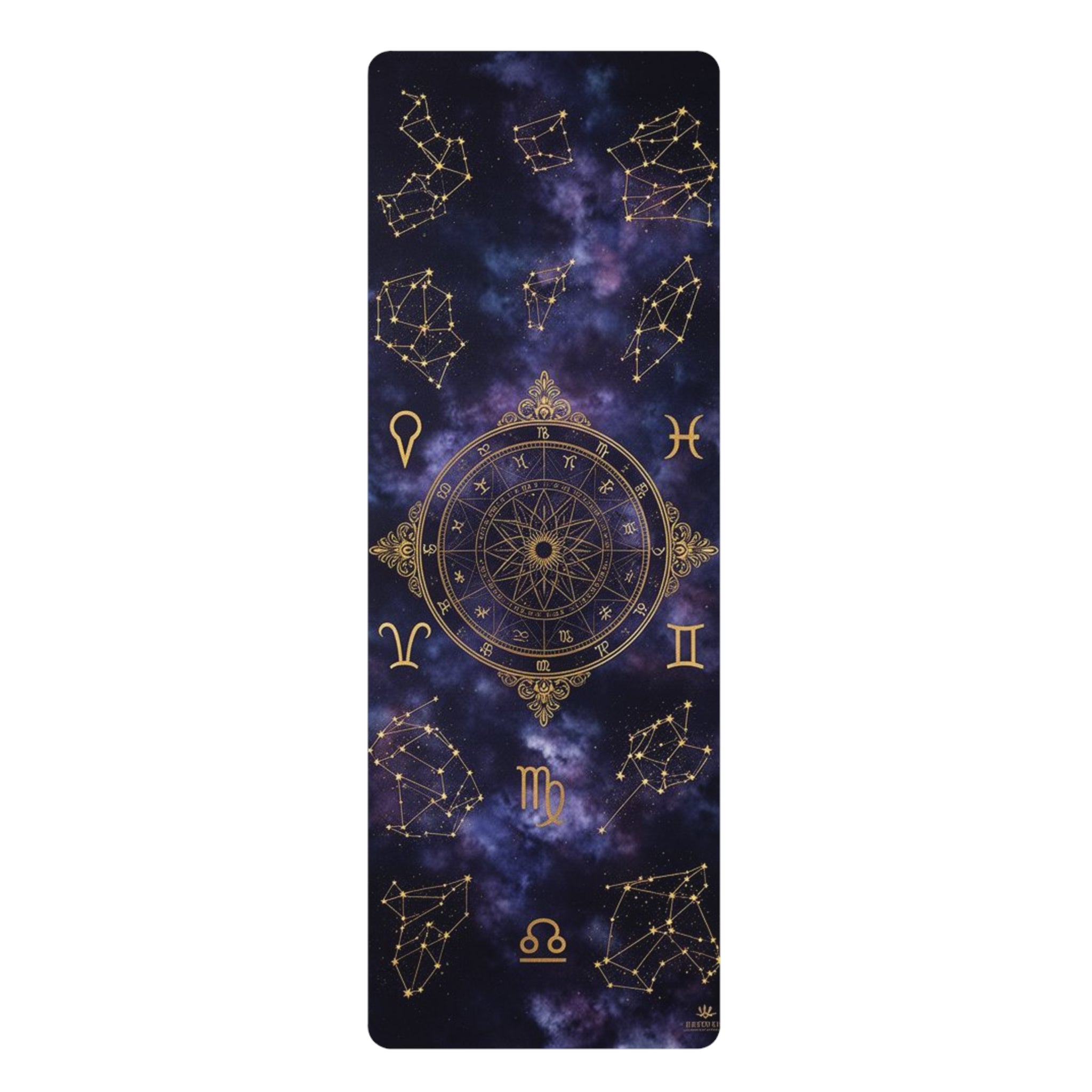 Zodiac Wheel Constellation Rubber Yoga Mat | Astrology Space Mandala Printify