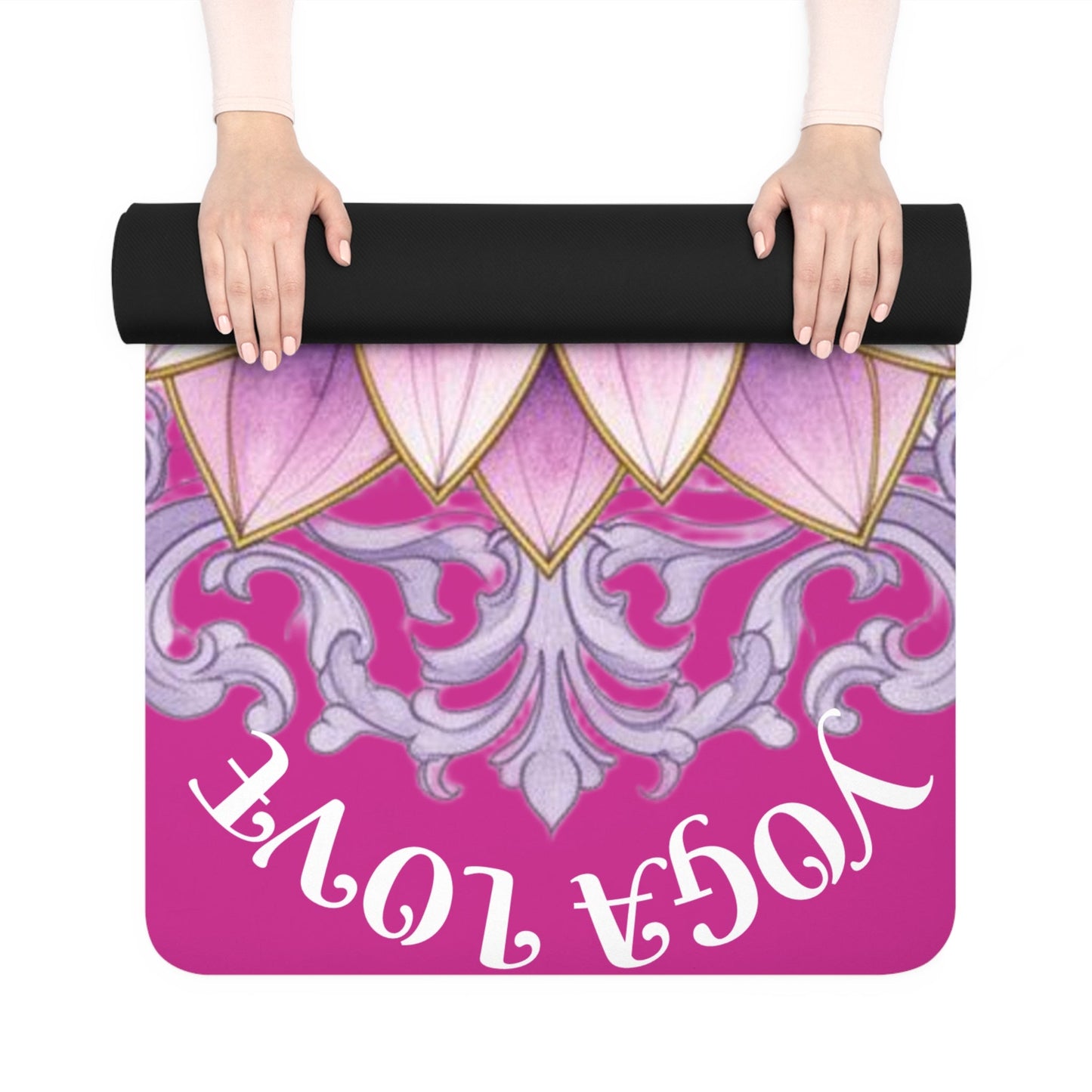 Pink Lotus Mandala Yoga Love Rubber Yoga Mat | Floral Chakra Meditation Mat - Best Yoga Mats for Home Workouts