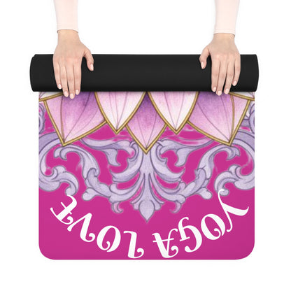 Pink Lotus Mandala Yoga Love Rubber Yoga Mat | Floral Chakra Meditation Mat - Best Yoga Mats for Home Workouts