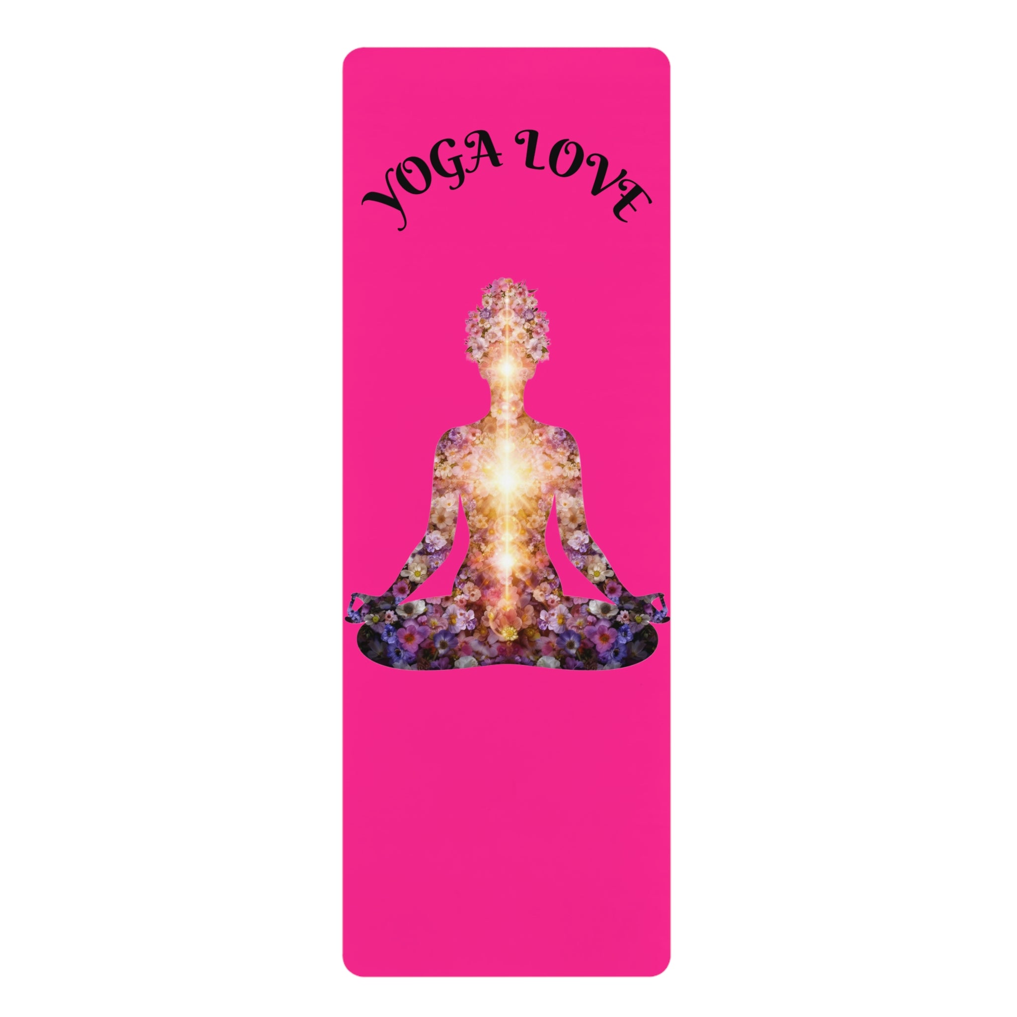 Non Slip Fitness Mat, Ocean Inspired Workout Mat, Wellness Gift for Women, Yoga Lover Gift | floral chakras, magenta background Printify
