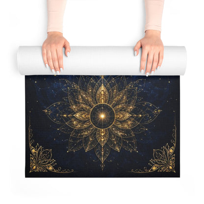 Golden Lotus Mandala Foam Yoga Mat | Cosmic Navy Alignment Mat - Best Yoga Mats for Home Workouts