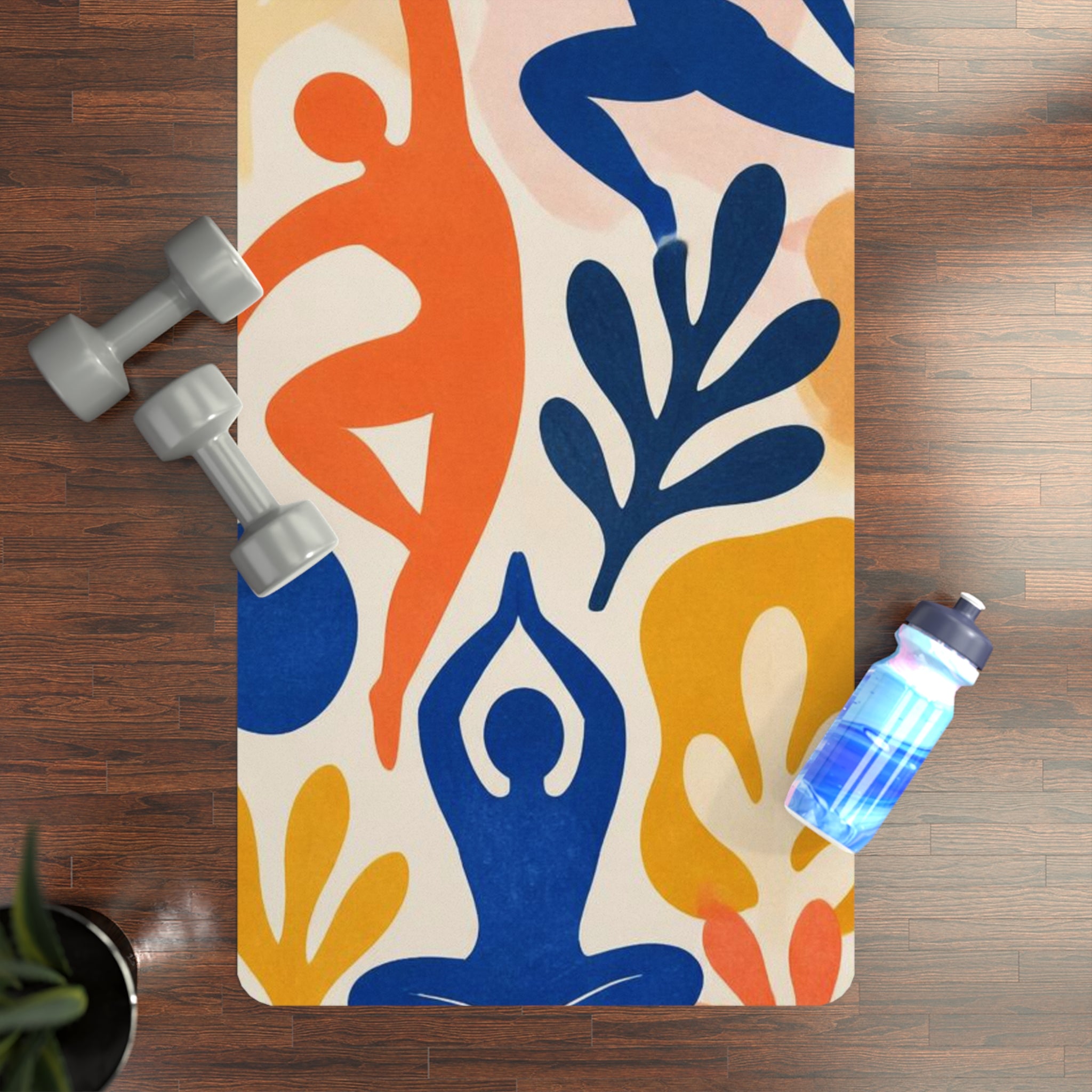 Abstract Yoga Silhouettes Rubber Yoga Mat | Colorful Flow Pattern Printify