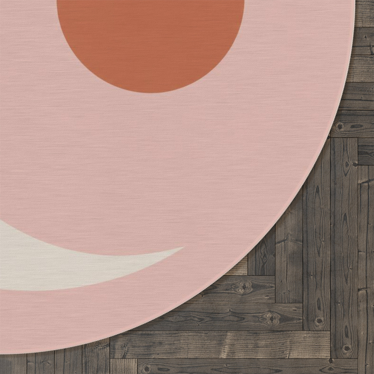 Crescent Moon and Sun Round Rug | Boho Pink Nursery Floor Mat Printify