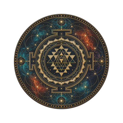 Sacred Sri Yantra Mandala Round Rug | Geometric Spiritual Floor Decor Printify