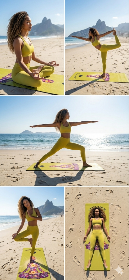 Floral Meditating Figure Yoga Love Foam Yoga Mat | Pink Chakra Design - Best Yoga Mats for Home Workouts