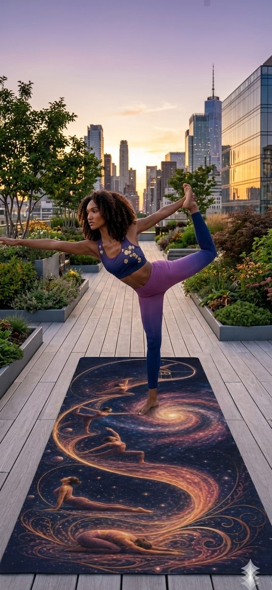 Golden Spiral Yoga Poses Foam Yoga Mat | Cosmic Galaxy Flow - Best Yoga Mats for Home Workouts