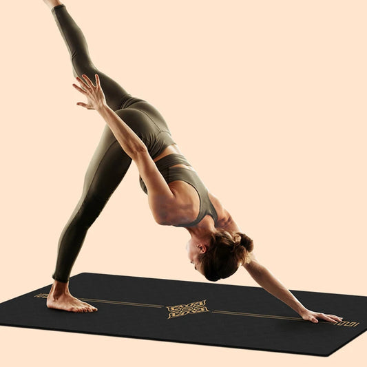 Non-slip TPE yoga mat in 6mm thickness with body alignment features, ideal for home workout and fitness routines