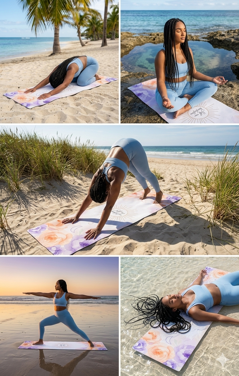 Celestial Rubber Yoga Mat, Black Women Gifts, Yoga Gifts For Her, Meditation, Inspirational Gift for Yoga Lover, Fitness Gifts, Workout Gift Printify