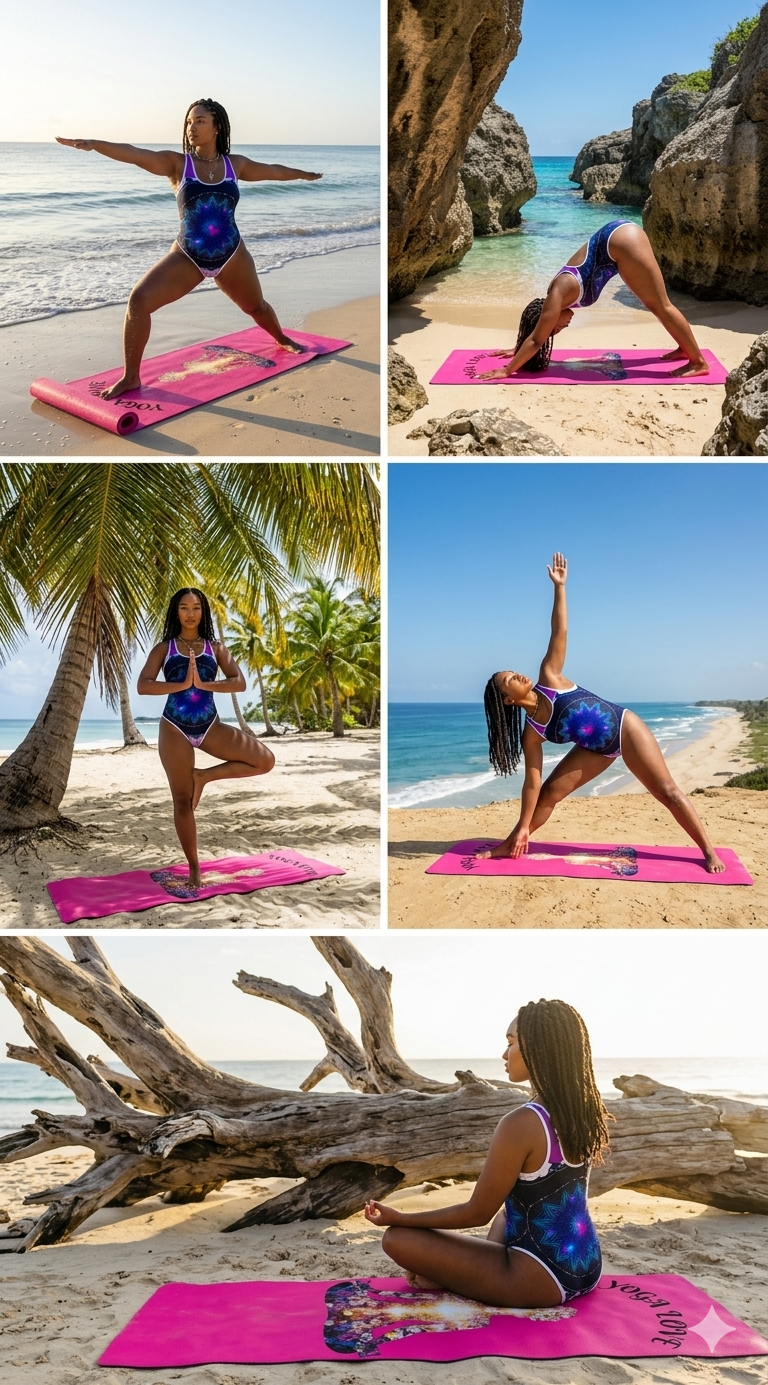 Non Slip Fitness Mat, Ocean Inspired Workout Mat, Wellness Gift for Women, Yoga Lover Gift | floral chakras, magenta background - Best Yoga Mats for Home Workouts