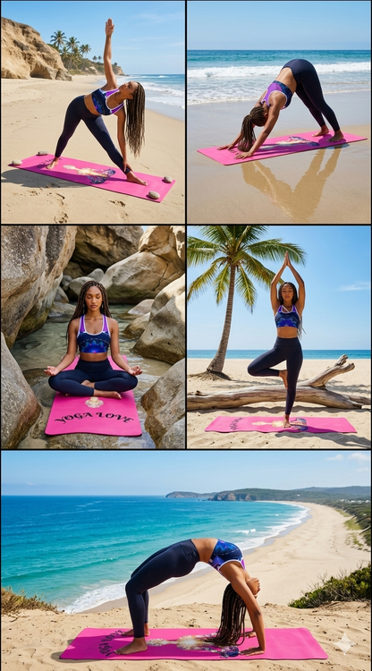Non Slip Fitness Mat, Ocean Inspired Workout Mat, Wellness Gift for Women, Yoga Lover Gift | floral chakras, magenta background - Best Yoga Mats for Home Workouts