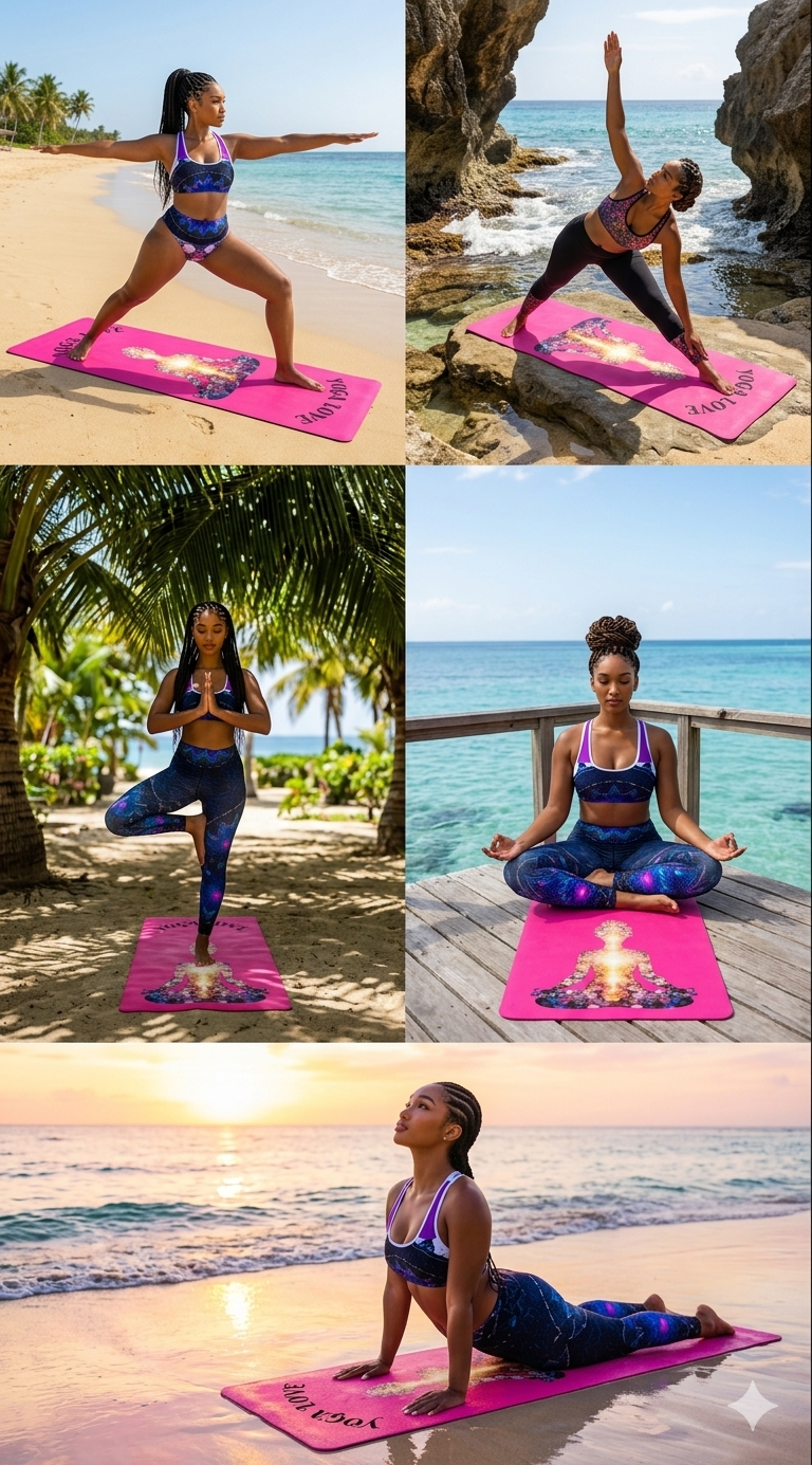 Non Slip Fitness Mat, Ocean Inspired Workout Mat, Wellness Gift for Women, Yoga Lover Gift | floral chakras, magenta background - Best Yoga Mats for Home Workouts