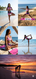 Galaxy Warrior Pose Foam Yoga Mat | Pink Yoga Love Design | Gift For Her Printify