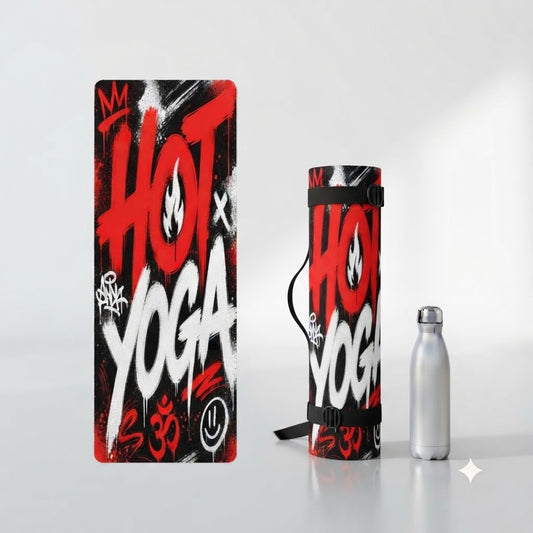 Soft suede graffiti yoga mat with non-slip surface, 3mm thickness, ideal for travel and home yoga practice by Printify.