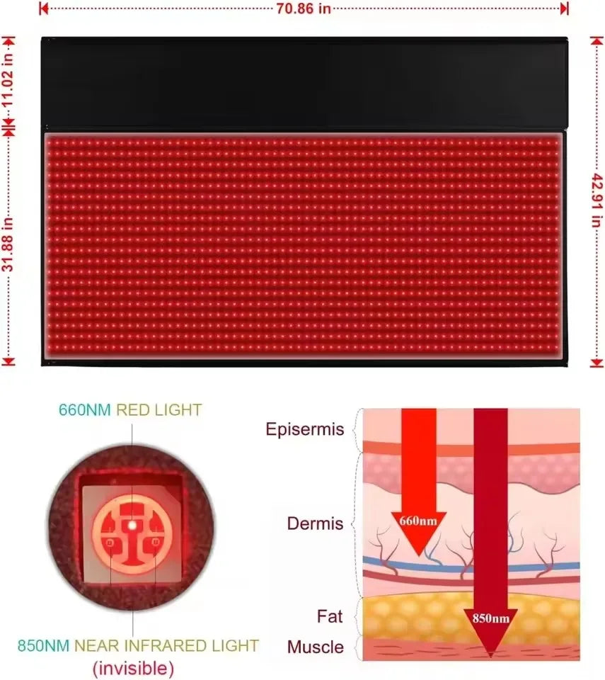 LED Red Light Therapy Mat 660nm 850nm Full Body Pad