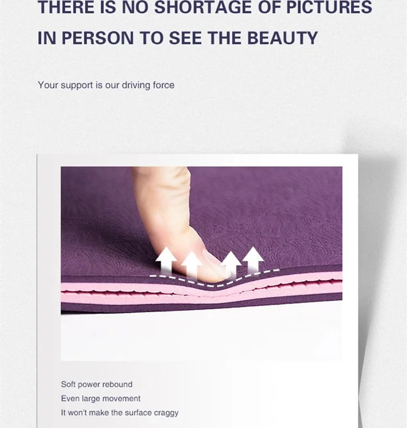 Non-Slip TPE Yoga Mat Cushion 6 mm for Home Workouts