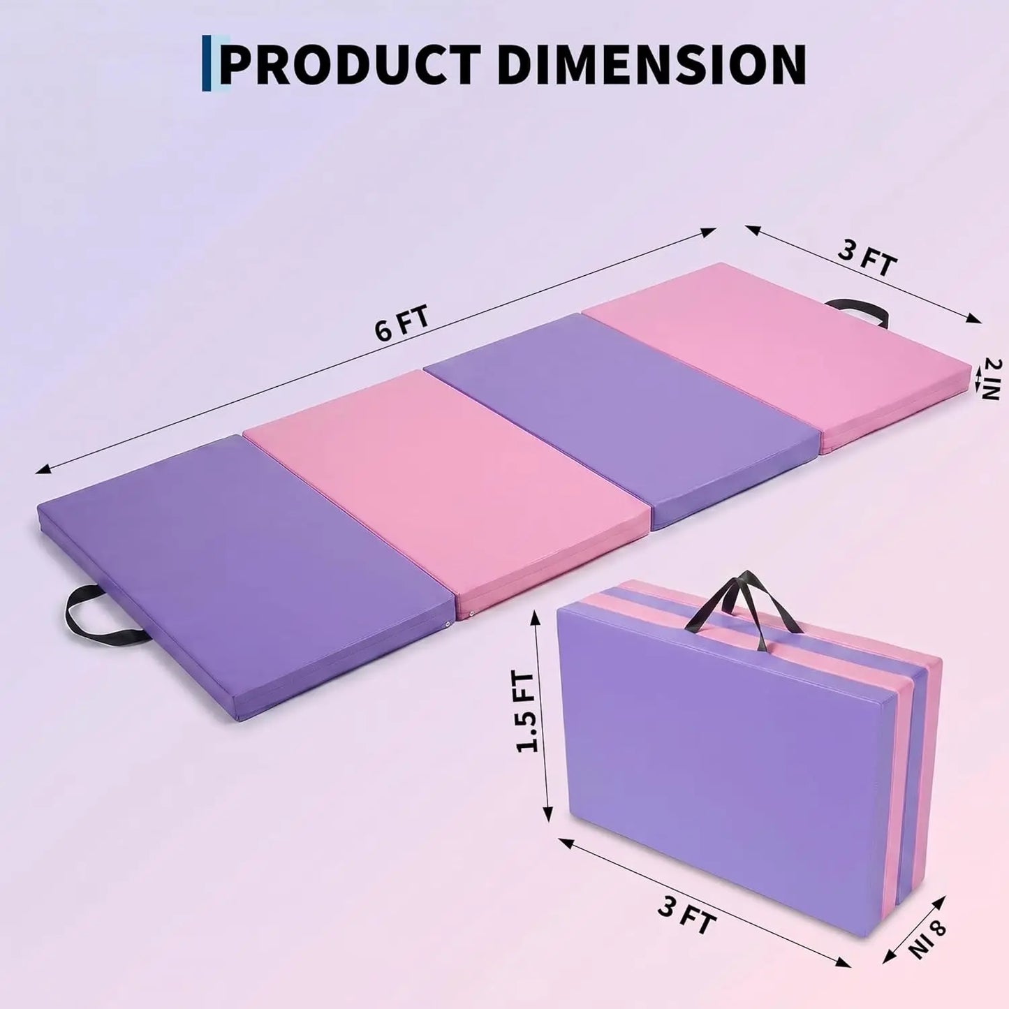Portable 4-Panel Folding Gymnastics Mat 6x3 Ft