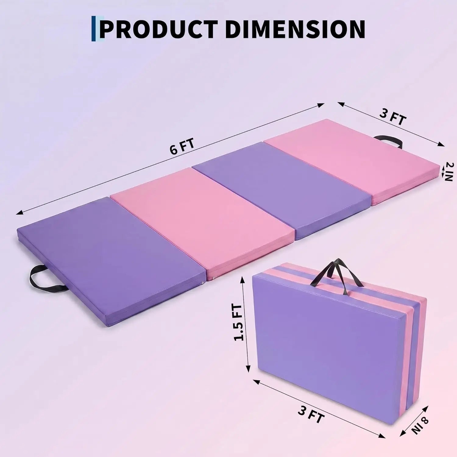 Portable 4-Panel Folding Gymnastics Mat 6x3 Ft