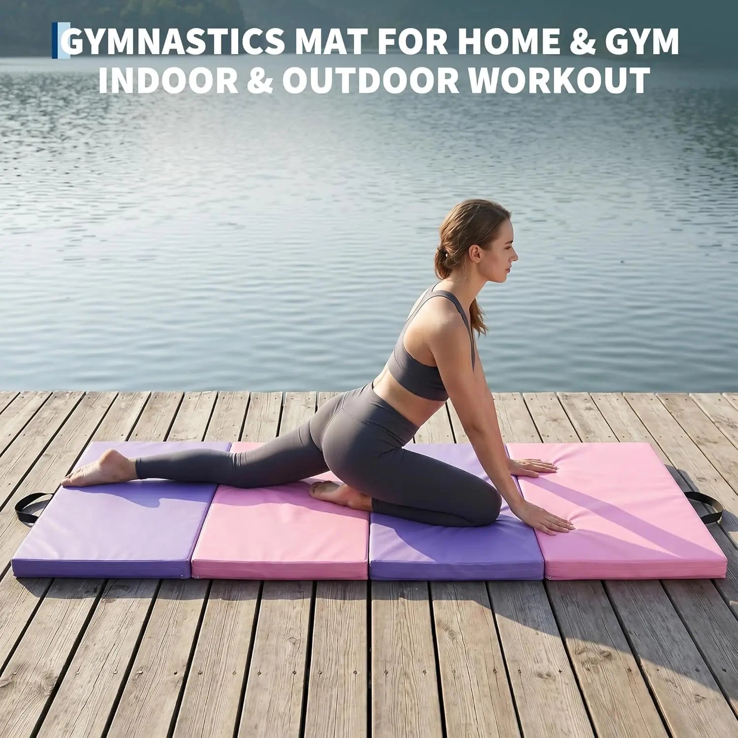 Portable 4-Panel Folding Gymnastics Mat 6x3 Ft