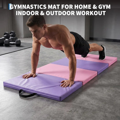 Portable 4-Panel Folding Gymnastics Mat 6x3 Ft