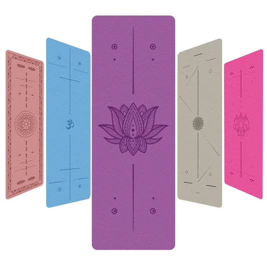 Non-slip TPE yoga mat cushion, 6mm thick, designed for home workouts, providing comfort and stability during yoga sessions.