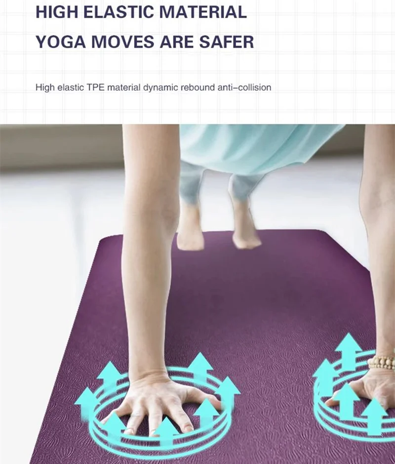 Non-Slip TPE Yoga Mat Cushion 6 mm for Home Workouts