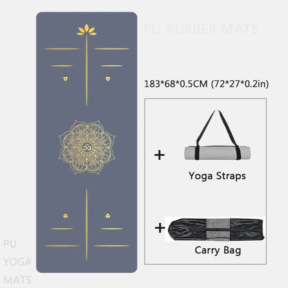 PU Natural Rubber Yoga Mat – Non-Slip 183 x 68 cm