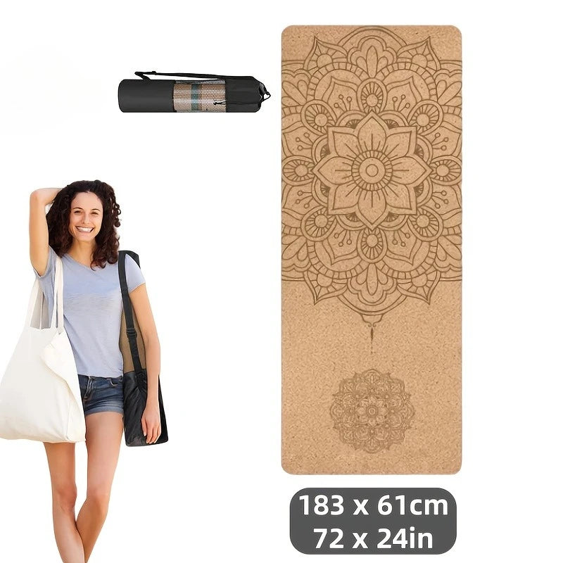 Non-Slip TPE Yoga Mat With Mandala Print – 5 mm Thick