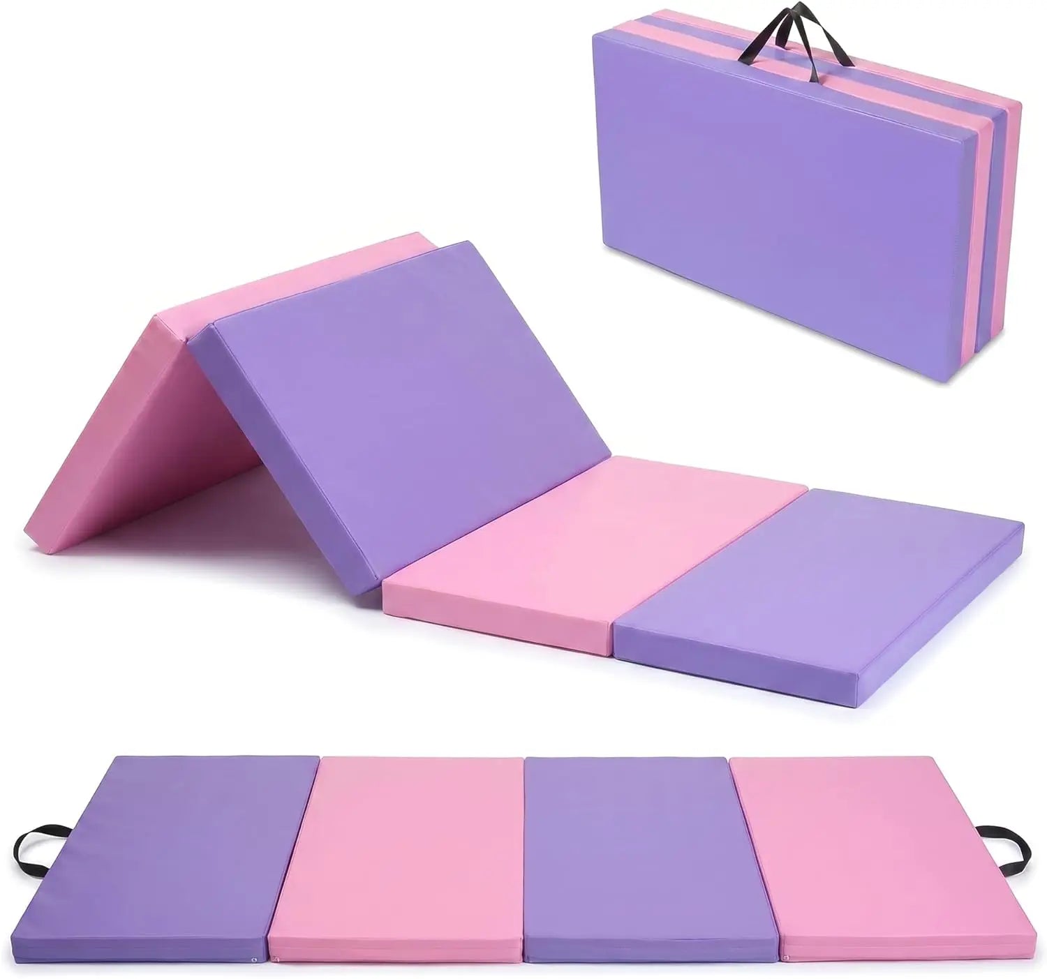 Portable 4-Panel Folding Gymnastics Mat 6x3 Ft