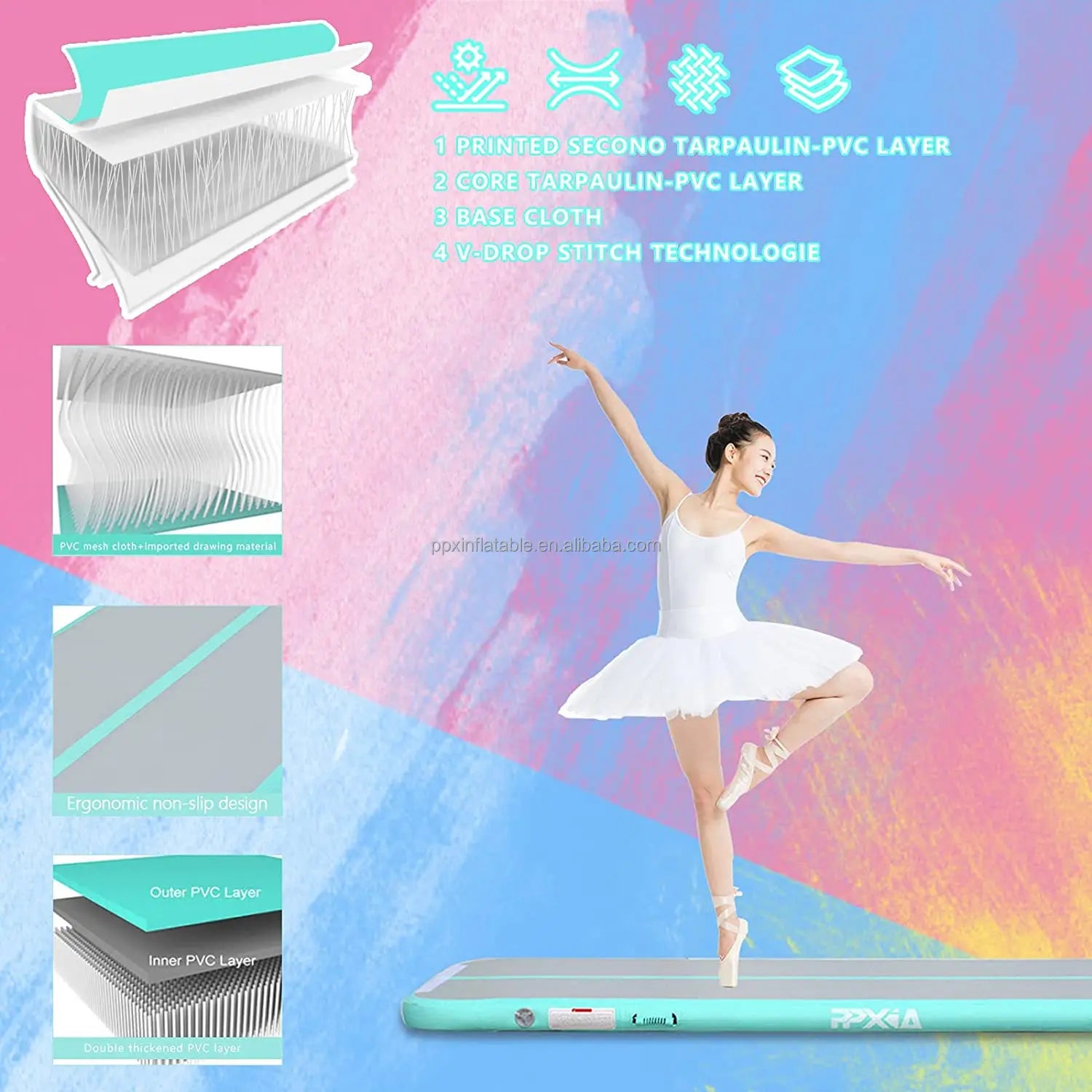 Inflatable Air Track Tumbling Mat For Gymnastics & Yoga
