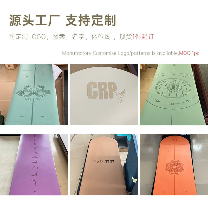 Natural Rubber Yoga Mat With Alignment Lines, Non-Slip